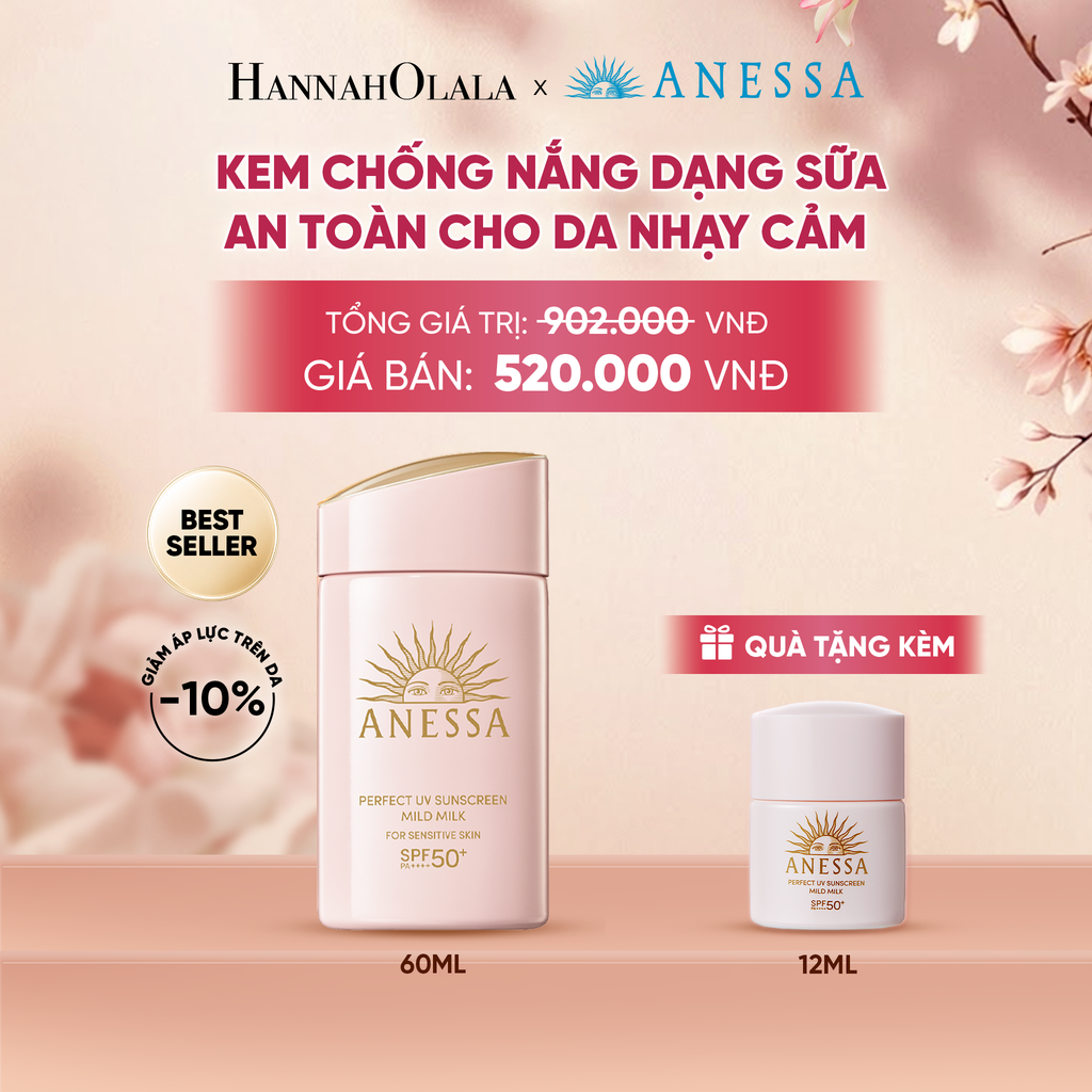  SỮA CHỐNG NẮNG DƯỠNG DA DỊU NHẸ AN TOÀN CHO DA NHẠY CẢM VÀ TRẺ EM ANESSA MILD MILK SPF50+ PA++++ 60ML - DEAL 18 - A241 
