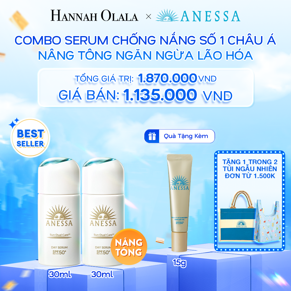  A9: DEAL 17: COMBO SERUM CHỐNG NẮNG DƯỠNG DA NÂNG TÔNG NGĂN NGỪA LÃO HÓA ANESSA DAY SERUM SPF50+ PA++++ 30MLX2 