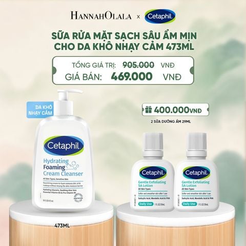  SỮA RỬA MẶT TẠO BỌT DỊU LÀNH CHO DA KHÔ NHẠY CẢM CETAPHIL HYDRATING FOAMING CREAM CLEANSER 473ML DEAL 18: - A1299 