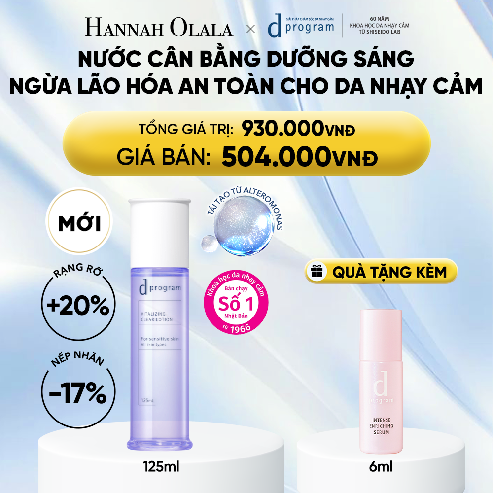  [MỚI] NƯỚC DƯỠNG ẨM SÁNG DA, CHĂM SÓC DA NHẠY CẢM & HỖ TRỢ NGĂN LÃO HÓA DPROGRAM VITALIZING CLEAR LOTION 125ML - DEAL 18 