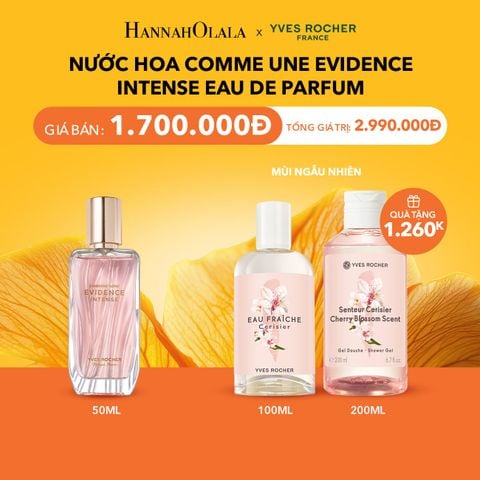  NƯỚC HOA COMME UNE EVIDENCE INTENSE EAU DE PARFUM TẶNG NƯỚC HOA 100ML + SỮA TẮM NƯỚC HOA 200ML MÙI HOA ANH ĐÀO 