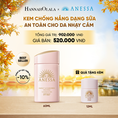  SỮA CHỐNG NẮNG DƯỠNG DA DỊU NHẸ AN TOÀN CHO DA NHẠY CẢM VÀ TRẺ EM ANESSA MILD MILK SPF50+ PA++++ 60ML - DEAL18 - E75 