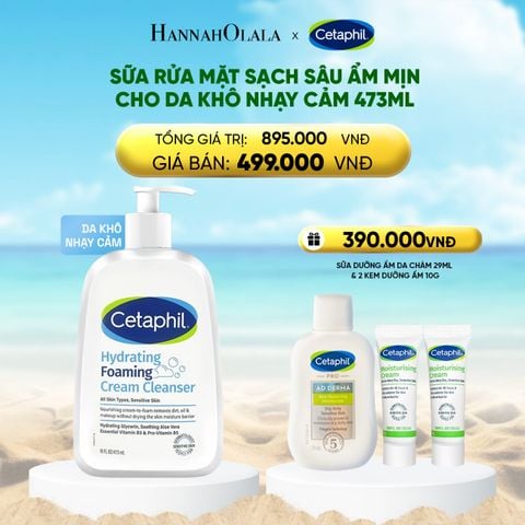  A1445_DEAL 18: SỮA RỬA MẶT TẠO BỌT DỊU LÀNH CHO DA KHÔ NHẠY CẢM CETAPHIL HYDRATING FOAMING CREAM CLEANSER 473ML 