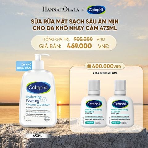  SỮA RỬA MẶT TẠO BỌT DỊU LÀNH CHO DA KHÔ NHẠY CẢM CETAPHIL HYDRATING FOAMING CREAM CLEANSER 473ML DEAL 18: - B596 