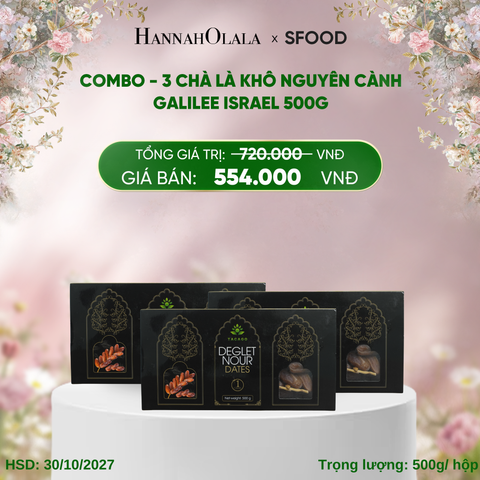  E443_DEAL 18: COMBO - 3 CHÀ LÀ KHÔ NGUYÊN CÀNH GALILEE ISRAEL 500G 
