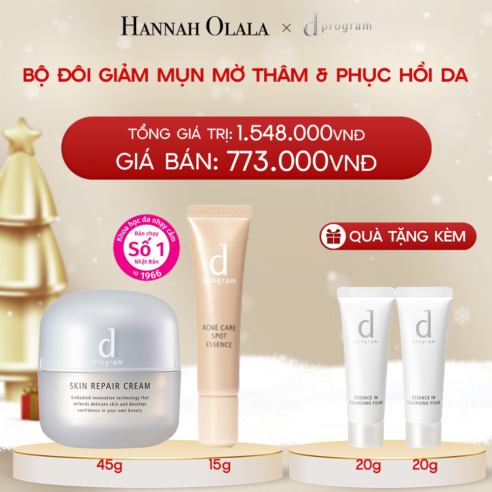  DEAL 18: COMBO ESSENCE GIẢM MỤN VÀ LÀM MỜ VẾT THÂM D PROGRAM ACNE CARE SPOT ESSENCE 15G VÀ KEM DƯỠNG PHỤC HỒI DA MICROBIOME SKIN REPAIR CREAM 45G 
