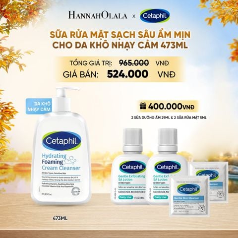  SỮA RỬA MẶT TẠO BỌT DỊU LÀNH CHO DA KHÔ NHẠY CẢM CETAPHIL HYDRATING FOAMING CREAM CLEANSER 473ML DEAL 18: - E1765 