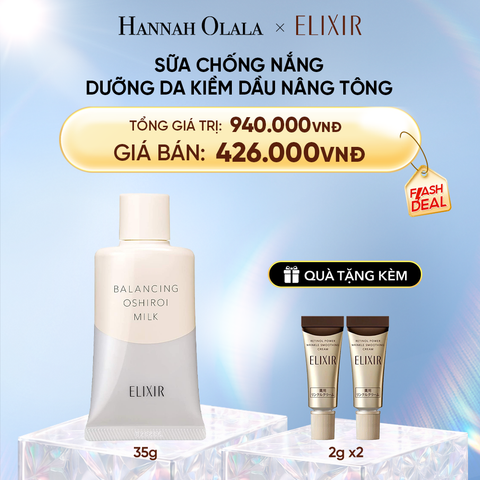  DEAL 18: SỮA CHỐNG NẮNG DƯỠNG DA NÂNG TÔNG KIỀM DẦU ELIXIR REFLET BALANCING OSHIROI MILK C 35G 