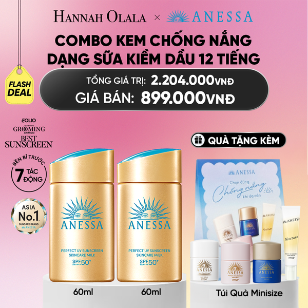  [FLASHSALE] COMBO SỮA CHỐNG NẮNG DƯỠNG DA KIỀM DẦU BẢO VỆ HOÀN HẢO ANESSA GOLD MILK SPF50+ PA++++ 60MLX2 (SỐ LƯỢNG CÓ HẠN) - DEAL 18_A2338 