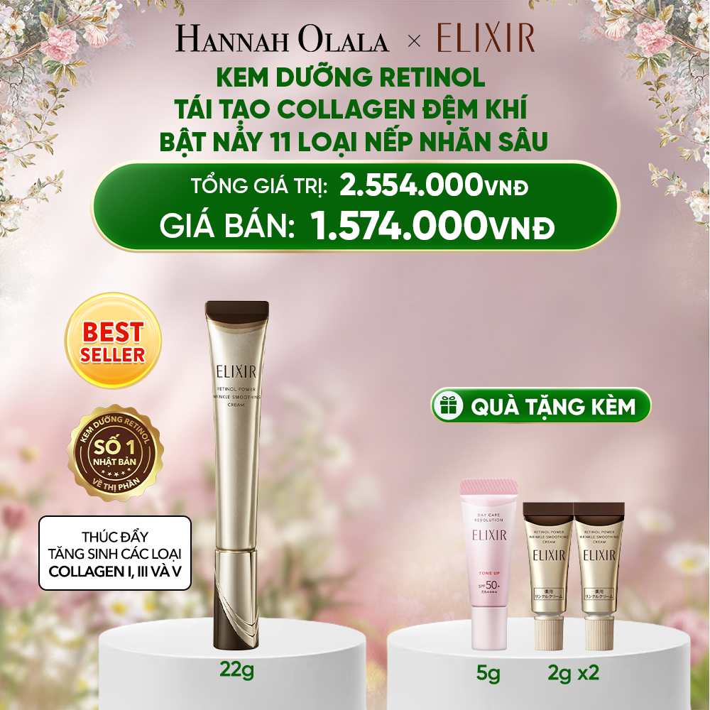  DEAL 18: KEM DƯỠNG DA CẢI THIỆN 11 LOẠI NẾP NHĂN SÂU ELIXIR RETINOL POWER WRINKLE SMOOTHING CREAM 22G ( PHIÊN BẢN CẢI TIẾN MỚI) 