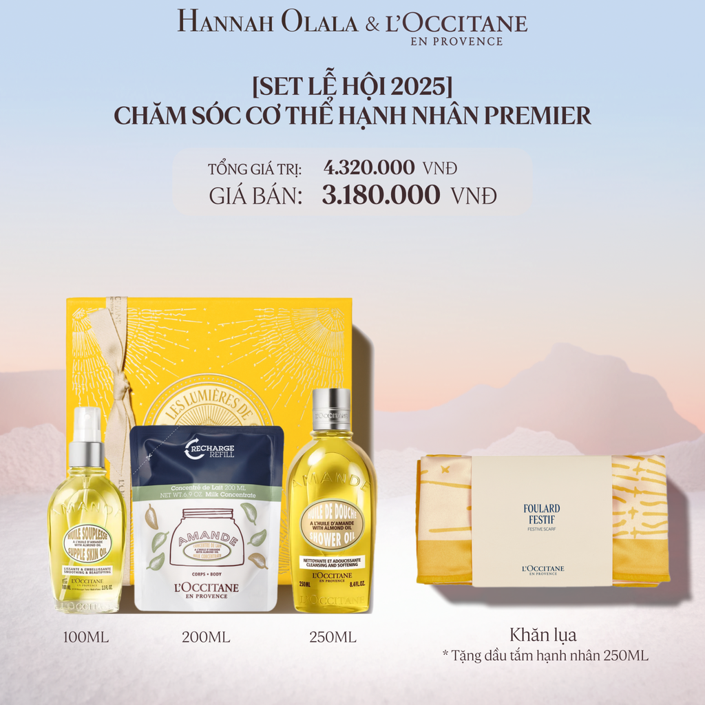  DEAL 18: [SET LỄ HỘI 2025] CHĂM SÓC CƠ THỂ HẠNH NHÂN PREMIER 