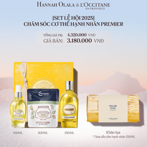  DEAL 18: [SET LỄ HỘI 2025] CHĂM SÓC CƠ THỂ HẠNH NHÂN PREMIER 