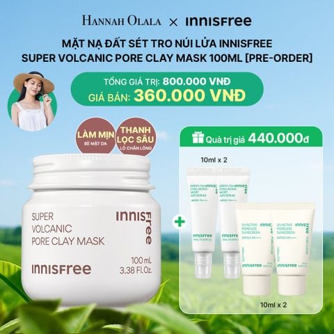  DEAL 19: MẶT NẠ ĐẤT SÉT TRO NÚI LỬA INNISFREE SUPER VOLCANIC PORE CLAY MASK 100ML [PRE-ORDER] 