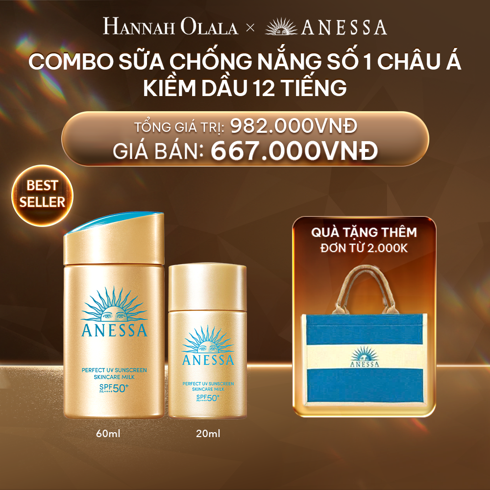  DEAL 20: [BACK UP] COMBO SỮA CHỐNG NẮNG DƯỠNG DA KIỀM DẦU BẢO VỆ HOÀN HẢO ANESSA GOLD MILK SPF50+ PA++++ 60ML + 20ML 