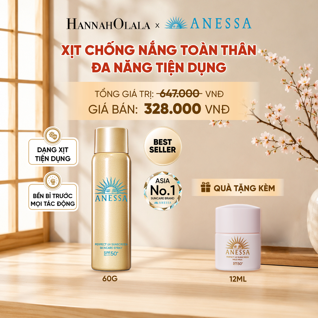  XỊT CHỐNG NẮNG DƯỠNG DA ĐA NĂNG TIỆN DỤNG BẢO VỆ HOÀN HẢO ANESSA GOLD SPRAY SPF50+ PA++++ 60G - DEAL 19 