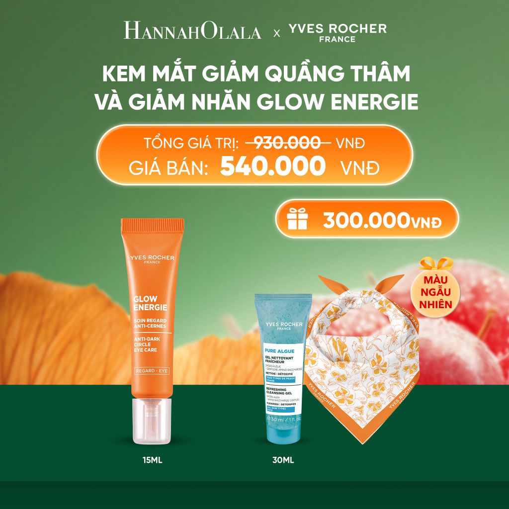  KEM MẮT GIẢM QUẦNG THÂM VÀ GIẢM NHĂN GLOW ENERGIE TẶNG MINI GEL RỬA RỬA MẶT + KHĂN BANDANA MÀU NGẪU NHIÊN 