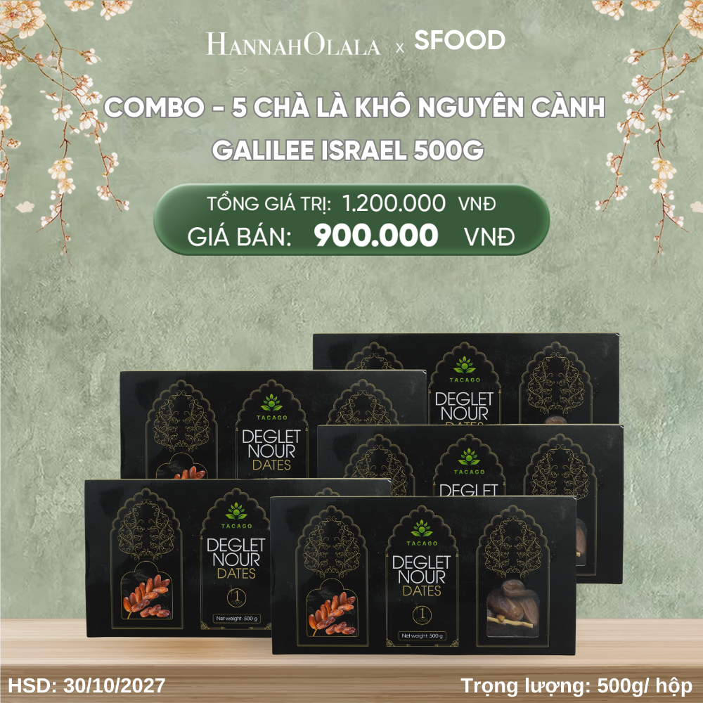  DEAL 19: COMBO - 5 CHÀ LÀ KHÔ NGUYÊN CÀNH GALILEE ISRAEL 500G 