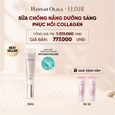  [THẾ HỆ MỚI] KEM CHỐNG NẮNG DẠNG SỮA DƯỠNG SÁNG PHỤC HỒI COLLAGEN TỪ CẤP ĐỘ TẾ BÀO ELIXIR DAY CARE REVOLUTION SPF50+ 35ML - DEAL 19 