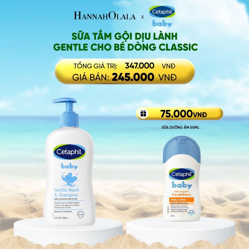  SỮA TẮM GỘI DỊU LÀNH CHO BÉ CETAPHIL BABY GENTLE WASH & SHAMPOO 400ML 