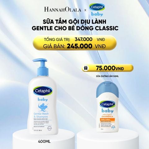  SỮA TẮM GỘI DỊU LÀNH CHO BÉ CETAPHIL BABY GENTLE WASH & SHAMPOO 400ML - DEAL 19: 