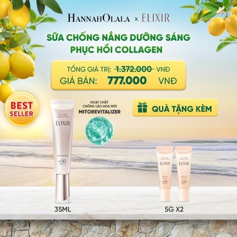  [THẾ HỆ MỚI] KEM CHỐNG NẮNG DẠNG SỮA DƯỠNG SÁNG PHỤC HỒI COLLAGEN TỪ CẤP ĐỘ TẾ BÀO ELIXIR DAY CARE REVOLUTION SPF50+ 35ML - DEAL 19 