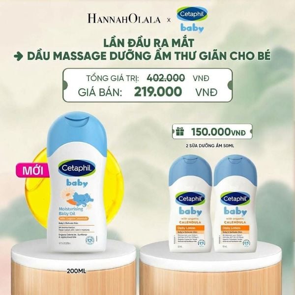  DẦU MASSAGE DƯỠNG ẨM LÀM DỊU DA BÉ VỚI HOA CÚC CALENDULA HỮU CƠ CETAPHIL BABY MOISTURISING BABY OIL WITH ORGANIC CALENDULA 200ML DEAL 17: - A1298 