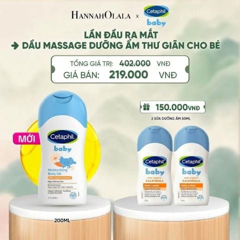  DẦU MASSAGE DƯỠNG ẨM LÀM DỊU DA BÉ VỚI HOA CÚC CALENDULA HỮU CƠ CETAPHIL BABY MOISTURISING BABY OIL WITH ORGANIC CALENDULA 200ML DEAL 17: - A1298 