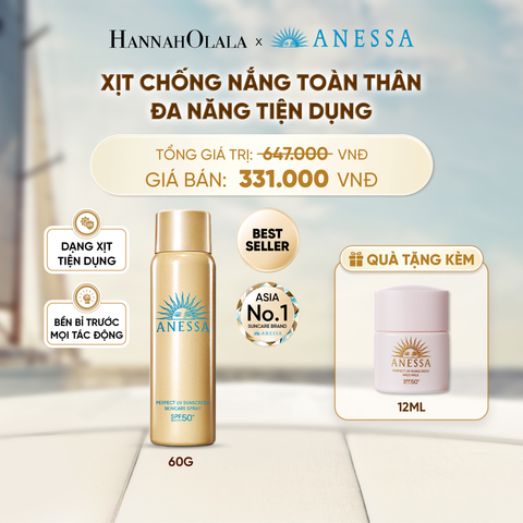  XỊT CHỐNG NẮNG DƯỠNG DA ĐA NĂNG TIỆN DỤNG BẢO VỆ HOÀN HẢO ANESSA GOLD SPRAY SPF50+ PA++++ 60G - DEAL 19 