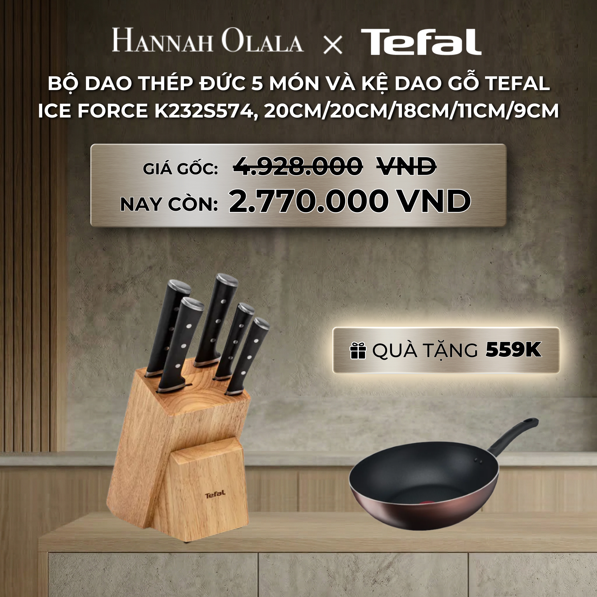 Bộ Dao Thép Đức Tefal ICE FORCE K232S574 5 Món