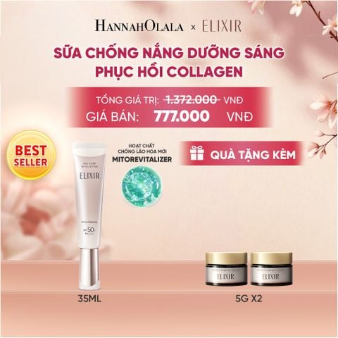  [THẾ HỆ MỚI] KEM CHỐNG NẮNG DẠNG SỮA DƯỠNG SÁNG PHỤC HỒI COLLAGEN TỪ CẤP ĐỘ TẾ BÀO ELIXIR DAY CARE REVOLUTION SPF50+ 35ML - DEAL 19 - A1708 