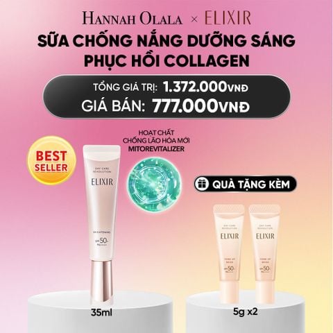 [THẾ HỆ MỚI] KEM CHỐNG NẮNG DẠNG SỮA DƯỠNG SÁNG PHỤC HỒI COLLAGEN TỪ CẤP ĐỘ TẾ BÀO ELIXIR DAY CARE REVOLUTION SPF50+ 35ML - DEAL 19_A1635 