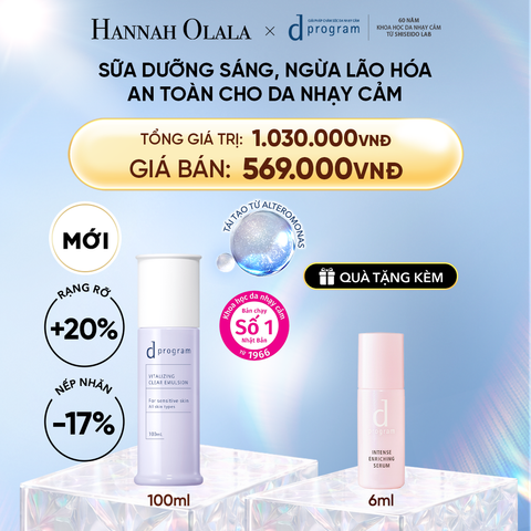  DEAL 19: [MỚI] SỮA DƯỠNG SÁNG DA, CHĂM SÓC DA NHẠY CẢM & HỖ TRỢ NGĂN LÃO HÓA DPROGRAM VITALIZING CLEAR EMULSION 100ML 