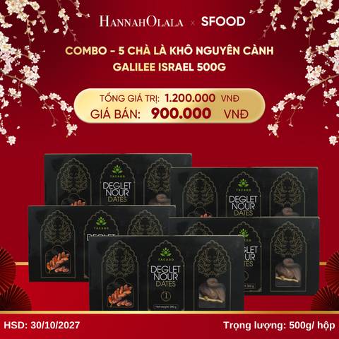  DEAL 19: COMBO - 5 CHÀ LÀ KHÔ NGUYÊN CÀNH GALILEE ISRAEL 500G 