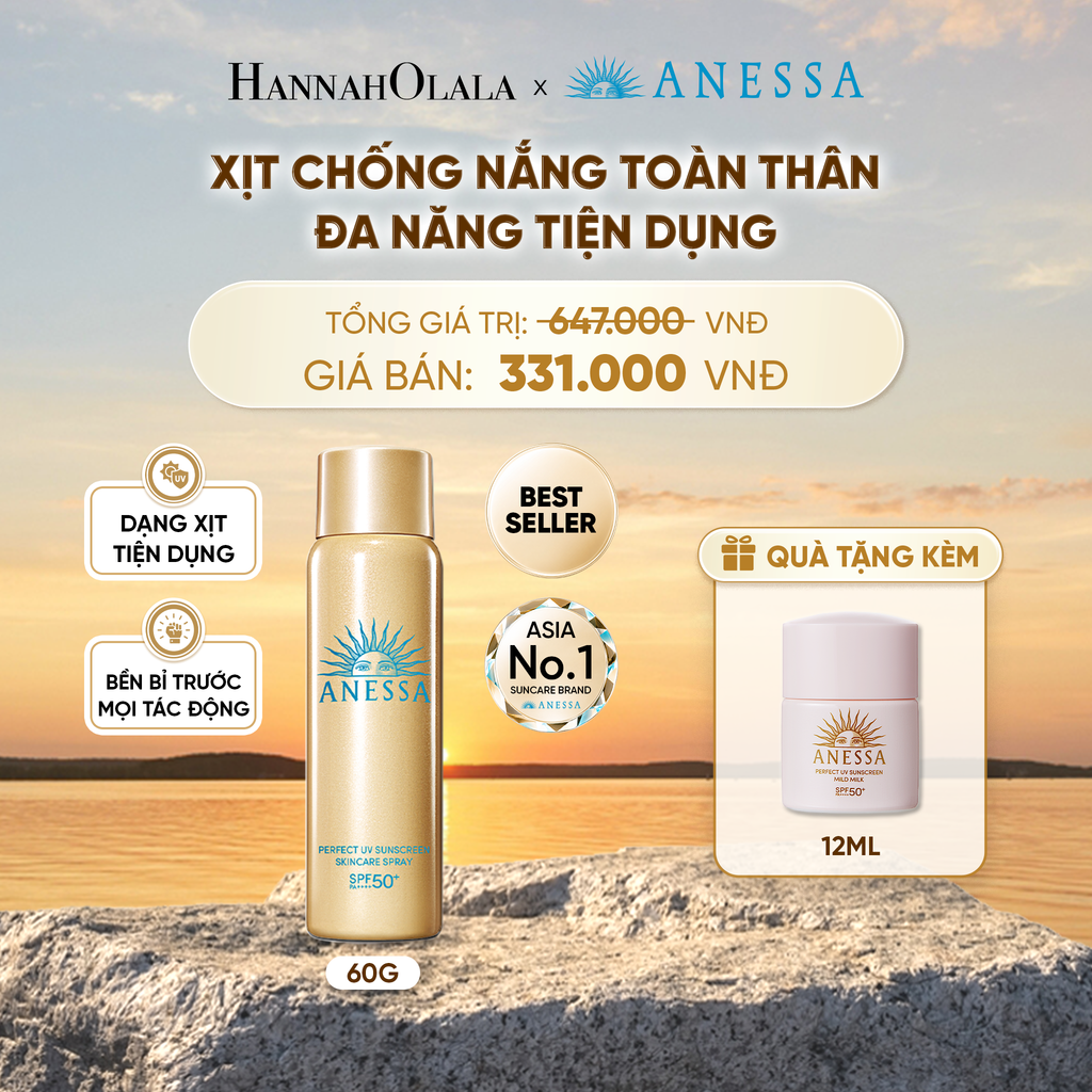  XỊT CHỐNG NẮNG DƯỠNG DA ĐA NĂNG TIỆN DỤNG BẢO VỆ HOÀN HẢO ANESSA GOLD SPRAY SPF50+ PA++++ 60G - DEAL 19 - B521 