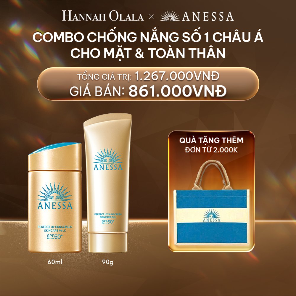  DEAL 19: [BACK UP] COMBO SỮA CHỐNG NẮNG & GEL CHỐNG NẮNG BẢO VỆ HOÀN HẢO CHO MẶT - TOÀN THÂN ANESSA GOLD MILK 60ML + GOLD GEL 90G 