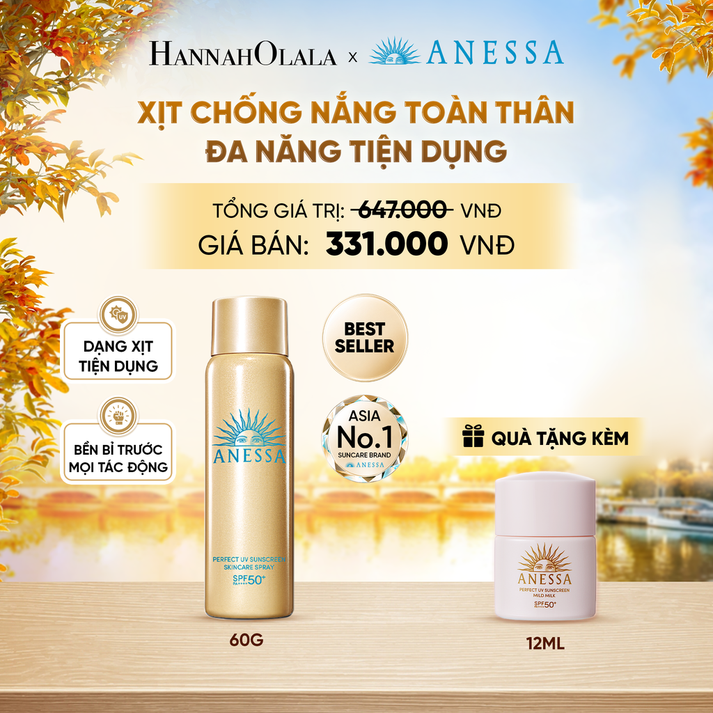  XỊT CHỐNG NẮNG DƯỠNG DA ĐA NĂNG TIỆN DỤNG BẢO VỆ HOÀN HẢO ANESSA GOLD SPRAY SPF50+ PA++++ 60G - DEAL19 - E76 