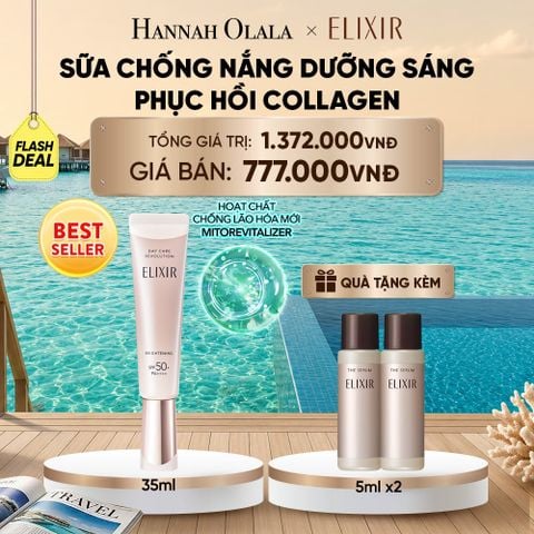  [THẾ HỆ MỚI] KEM CHỐNG NẮNG DẠNG SỮA DƯỠNG SÁNG PHỤC HỒI COLLAGEN TỪ CẤP ĐỘ TẾ BÀO ELIXIR DAY CARE REVOLUTION SPF50+ 35ML - DEAL 19_ D1560 