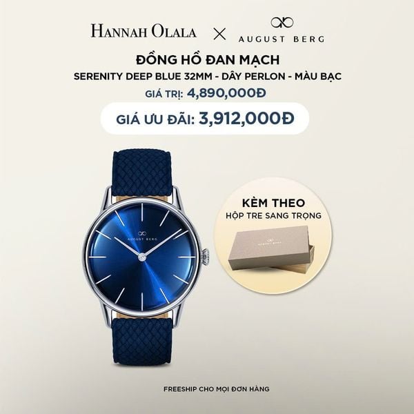  DEAL 19: ĐỒNG HỒ ĐAN MẠCH AUGUST BERG SERENITY - MẶT DEEP BLUE 32MM, DÂY PERLON 