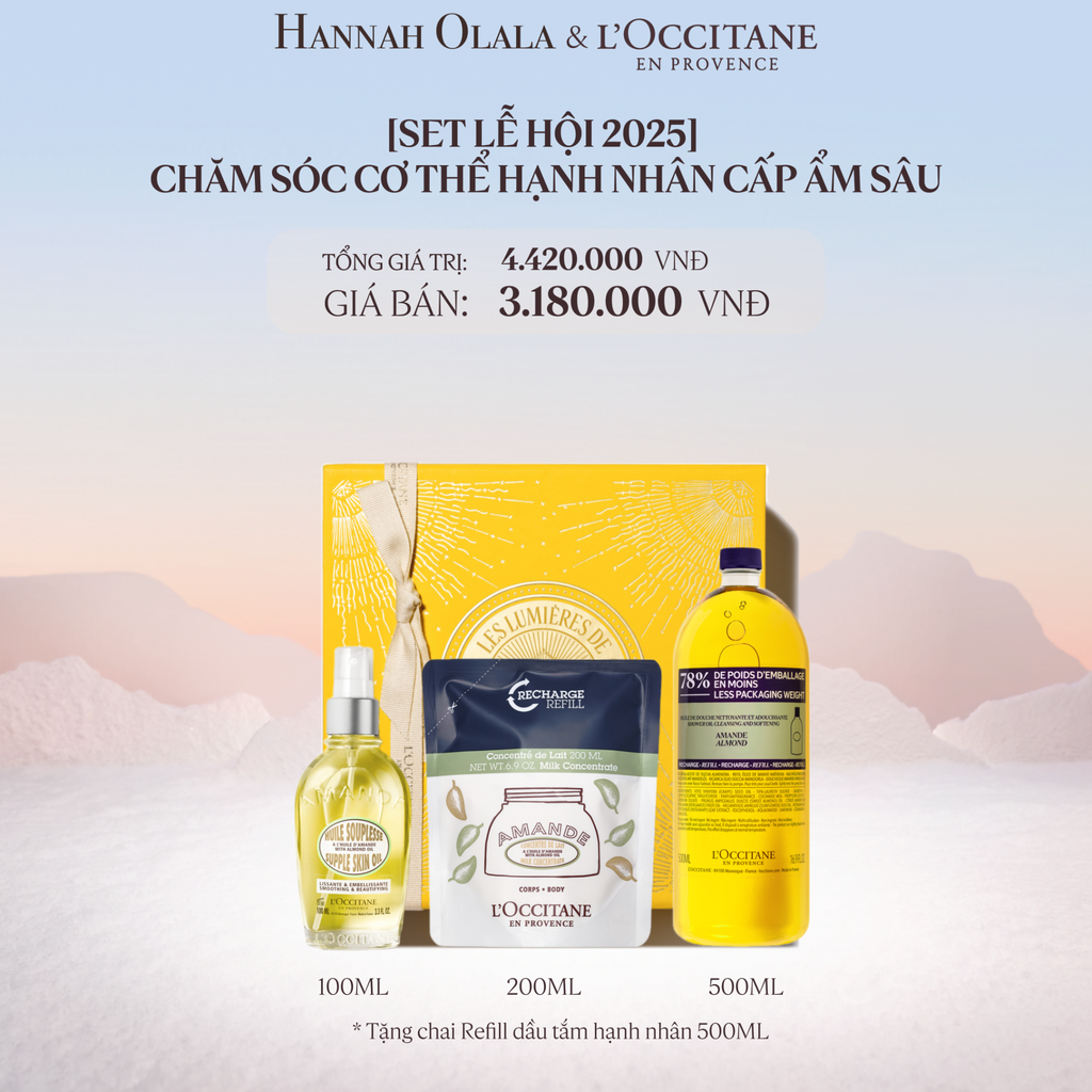  DEAL 19: [SET LỄ HỘI 2025] CHĂM SÓC CƠ THỂ HẠNH NHÂN CẤP ẨM SÂU 