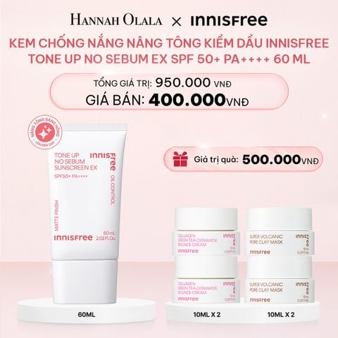  E130_DEAL 1: KEM CHỐNG NẮNG NÂNG TÔNG KIỀM DẦU INNISFREE TONE UP NO SEBUM EX SPF 50+ PA++++ 60 ML 