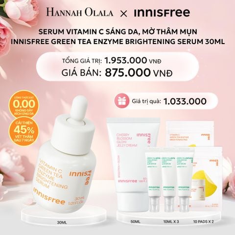 E832: DEAL 1: SERUM VITAMIN C SÁNG DA, MỜ THÂM MỤN INNISFREE GREEN TEA ENZYME BRIGHTENING SERUM 30ML 