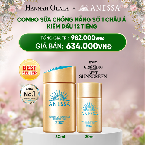  DEAL 1: COMBO SỮA CHỐNG NẮNG DƯỠNG DA KIỀM DẦU BẢO VỆ HOÀN HẢO ANESSA GOLD MILK SPF50+ PA++++ 60ML + 20ML 