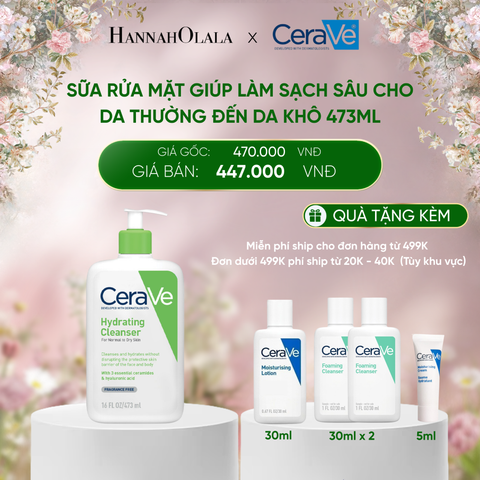  DEAL 1 SỮA RỬA MẶT GIÚP LÀM SẠCH SÂU CHO DA THƯỜNG ĐẾN DA KHÔ HYDRATING CLEANSER 473ML 