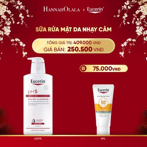  DEAL 01: SỮA RỬA MẶT CHO DA NHẠY CẢM EUCERIN PH5 SENSITIVE SKIN FACIAL CLEANSER 400ML 
