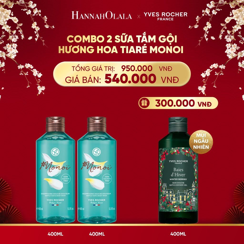  DEAL 2: COMBO 2 SỮA TẮM GỘI HƯƠNG HOA TIARÉ MONOI TẶNG SỮA TẮM 400ML MÙI NGẪU NHIÊN 