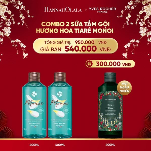  DEAL 2: COMBO 2 SỮA TẮM GỘI HƯƠNG HOA TIARÉ MONOI TẶNG SỮA TẮM 400ML MÙI NGẪU NHIÊN 
