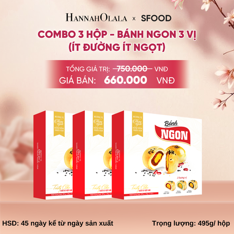  COMBO 3 HỘP - BÁNH NGON 3 VỊ (ÍT ĐƯỜNG ÍT NGỌT): ĐẬU ĐỎ - LÁ DỨA - MÈ ĐEN - A745 