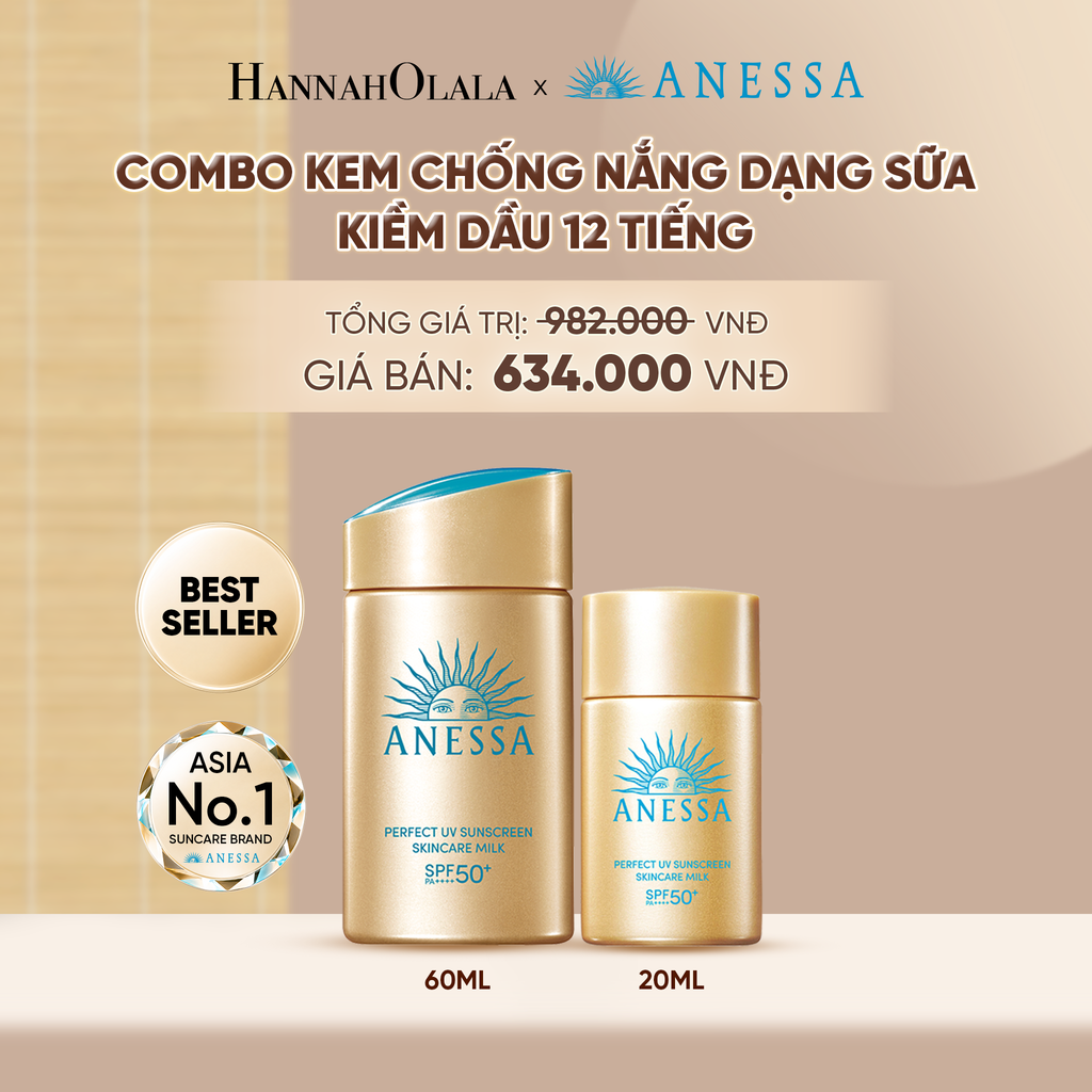  COMBO SỮA CHỐNG NẮNG DƯỠNG DA KIỀM DẦU BẢO VỆ HOÀN HẢO ANESSA GOLD MILK SPF50+ PA++++ 60ML + 20ML - DEAL 01 - A1232 