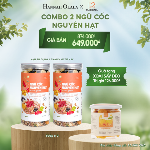  DEAL 1: MUA 2 NGŨ CỐC NGUYÊN HẠT 500G TẶNG 1 HỘP XOÀI SẤY DẺO 250G 