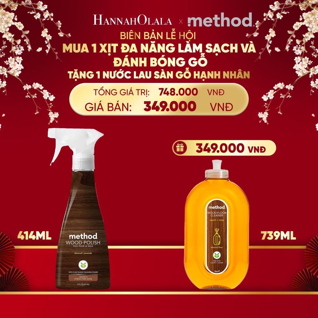  DEAL 2: [MUA 1 TẶNG 1] COMBO CHĂM SÓC GỖ - NƯỚC XỊT ĐÁNH BÓNG VÀ LÀM SÁNG GỖ CHUYÊN DỤNG 414ML tặng NƯỚC LAU SÀN GỖ LÀM SÁNG 739ML - HƯƠNG HẠNH NHÂN 